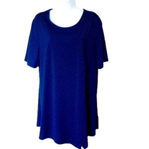 Short Sleeve Dark Blue Tunic Length Top Size 1X